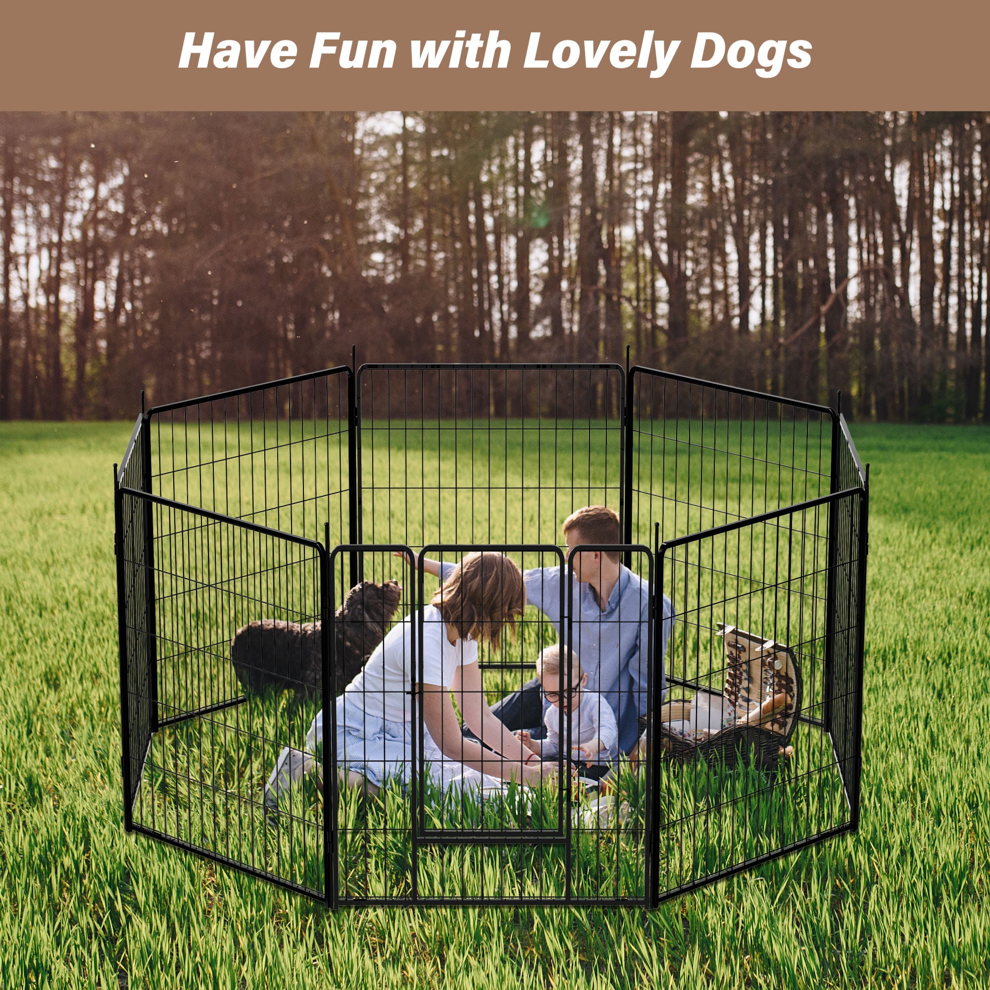 Dog Playpen Indoor Outdoor, 24" Height Doba